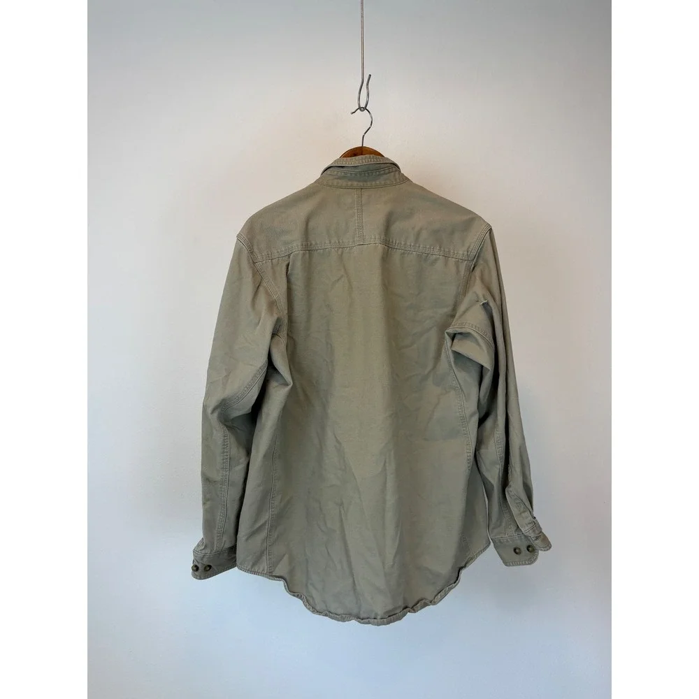 Wrangler Button Down Shirt Mens L Tan Riggs Workwear Twill Utility Rugged